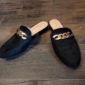 Black Slip-On Mules